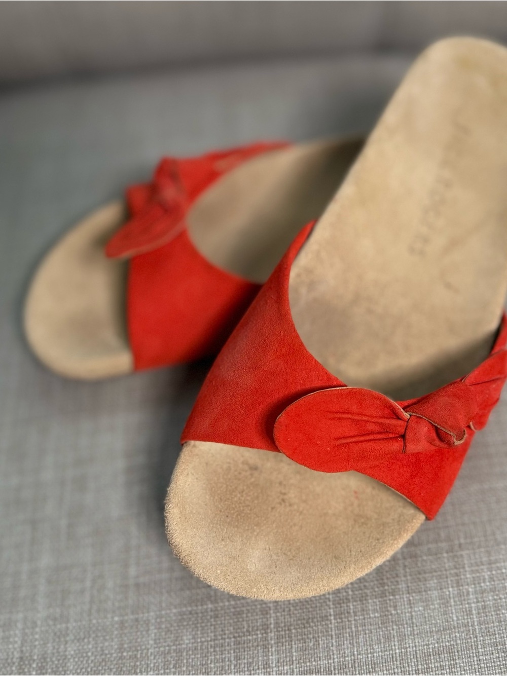 Jack Rogers Orange Suede Flat Sandals Size 9 Very Little Wear